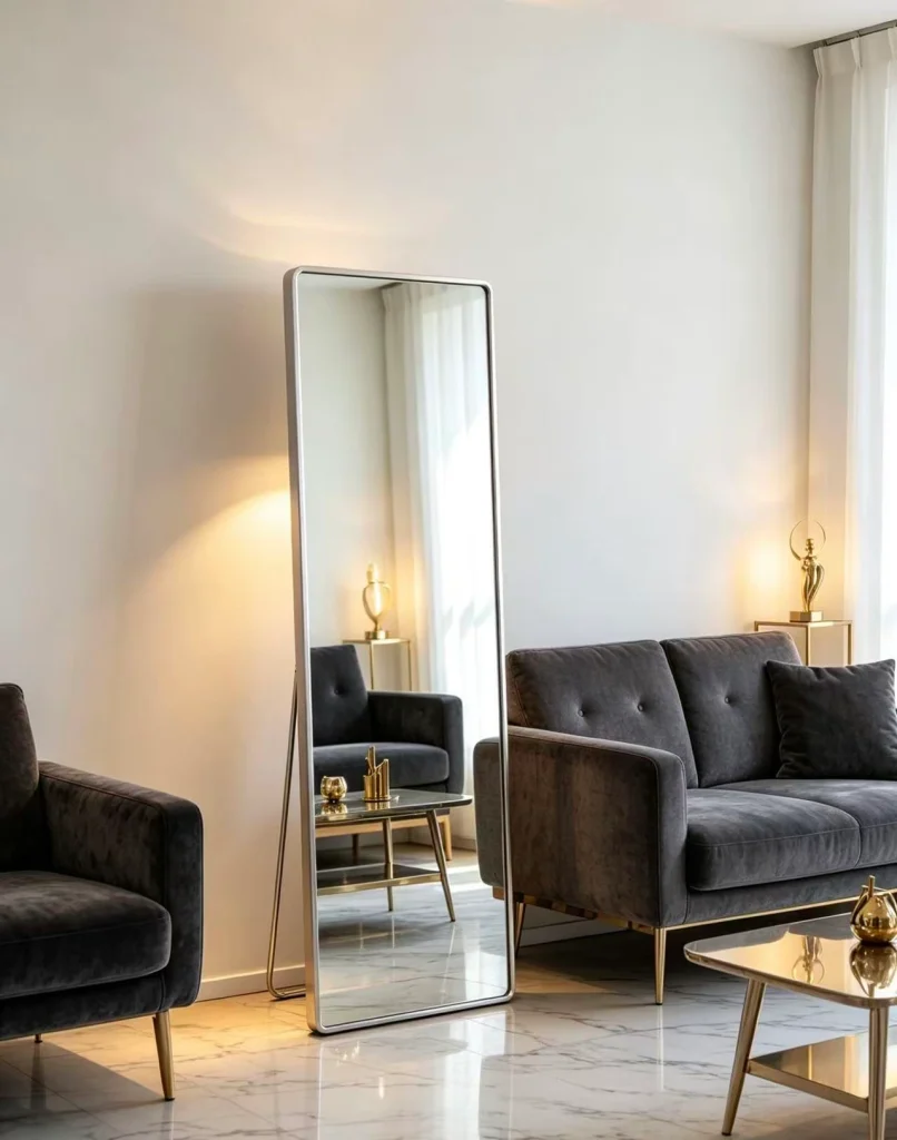 Aluminum alloy framed standing mirror,customizable