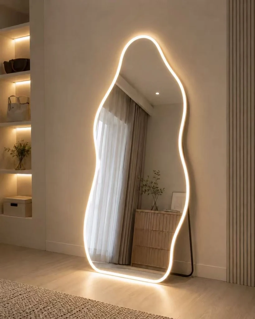 Built-in LED irregular-shaped dressing mirror, customizable