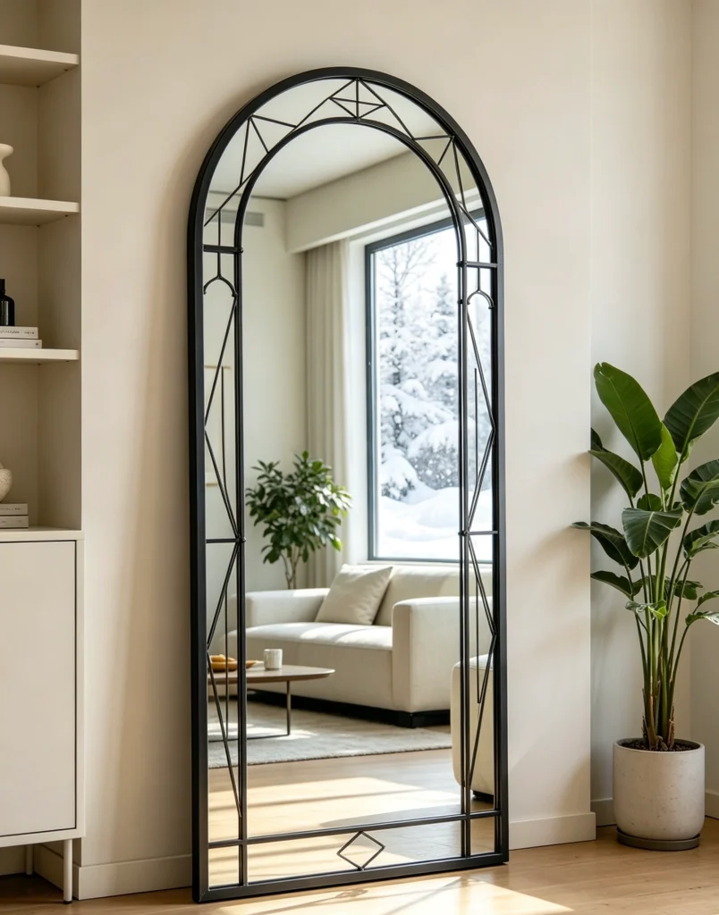 Iron framed standing mirror, customizable