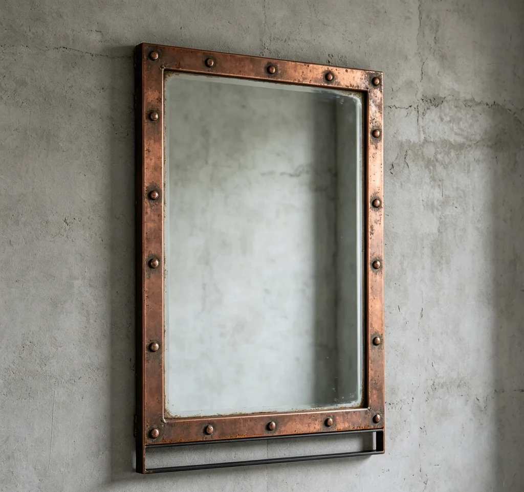 Iron framed bathroom mirror, customizable