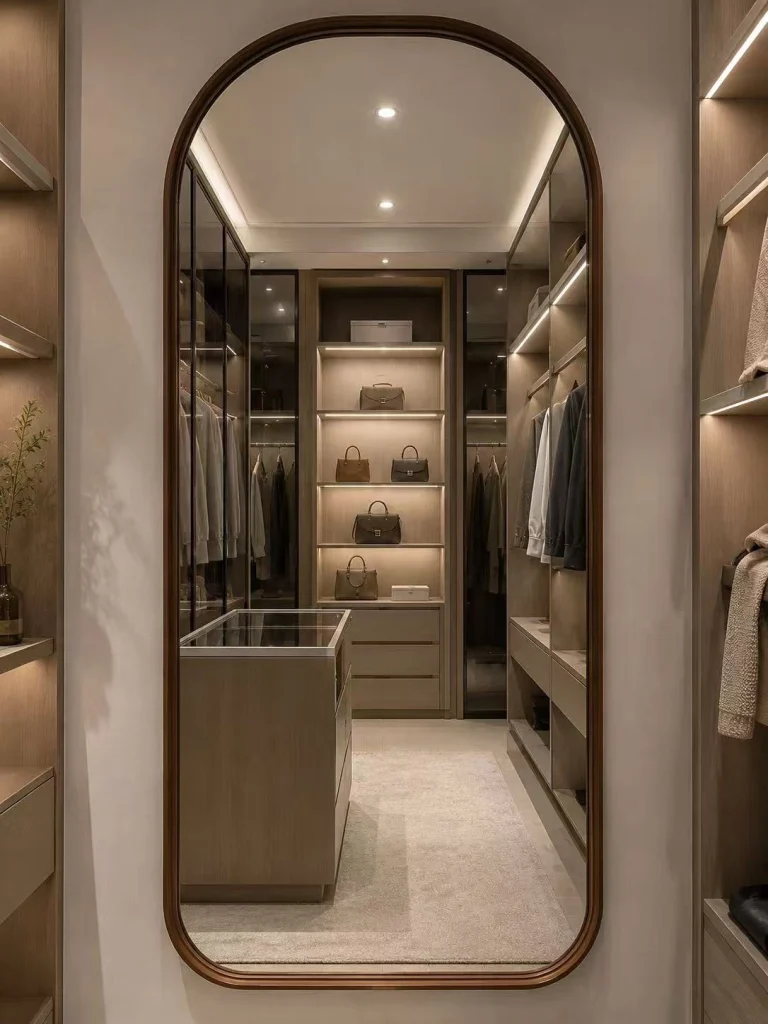 Dressing mirror for walk-in closet, customizable