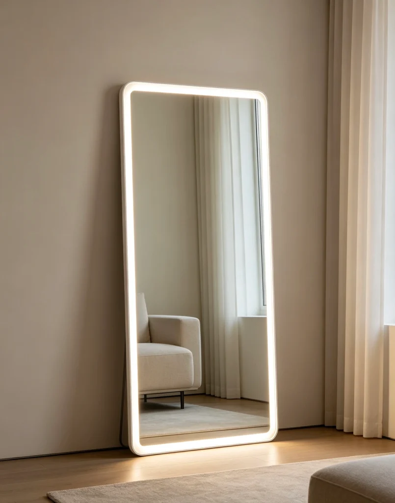 Built-in LED light standing mirror, customizable