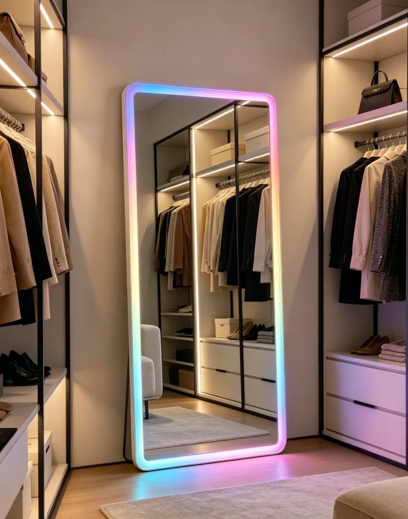 Built-in LED light standing mirror, customizable