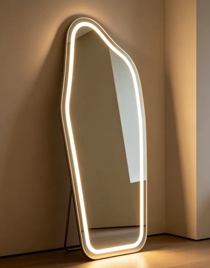 Built-in LED light standing mirror, customizable