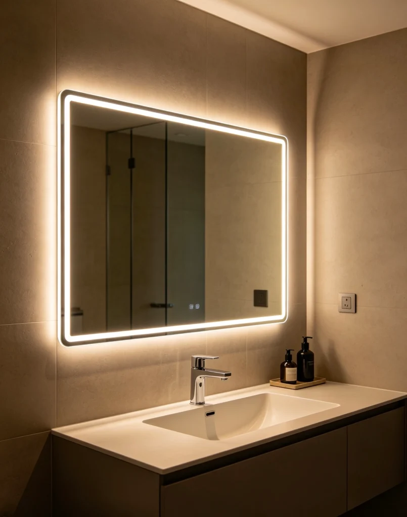 Built-in LED light bathroom mirror, customizable