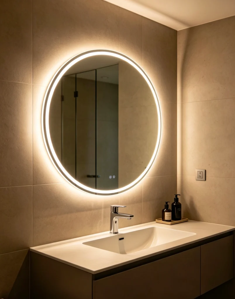 Built-in LED light bathroom mirror, customizable