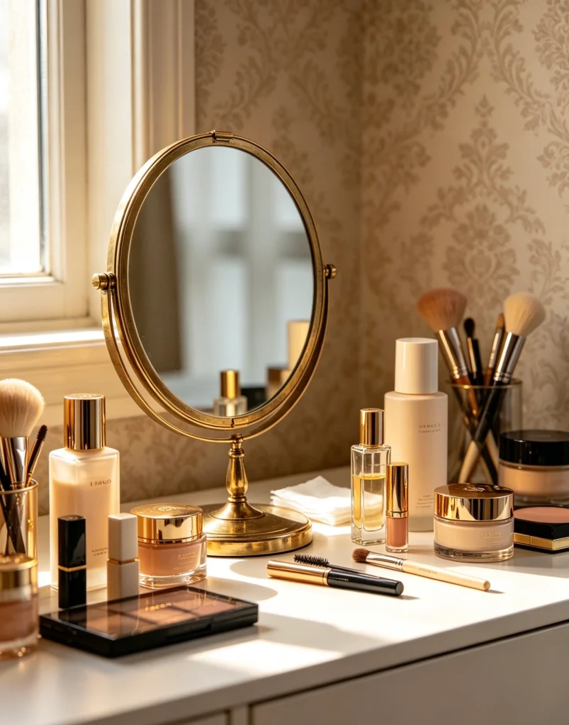 Built-in LED light makeup mirror, customizable