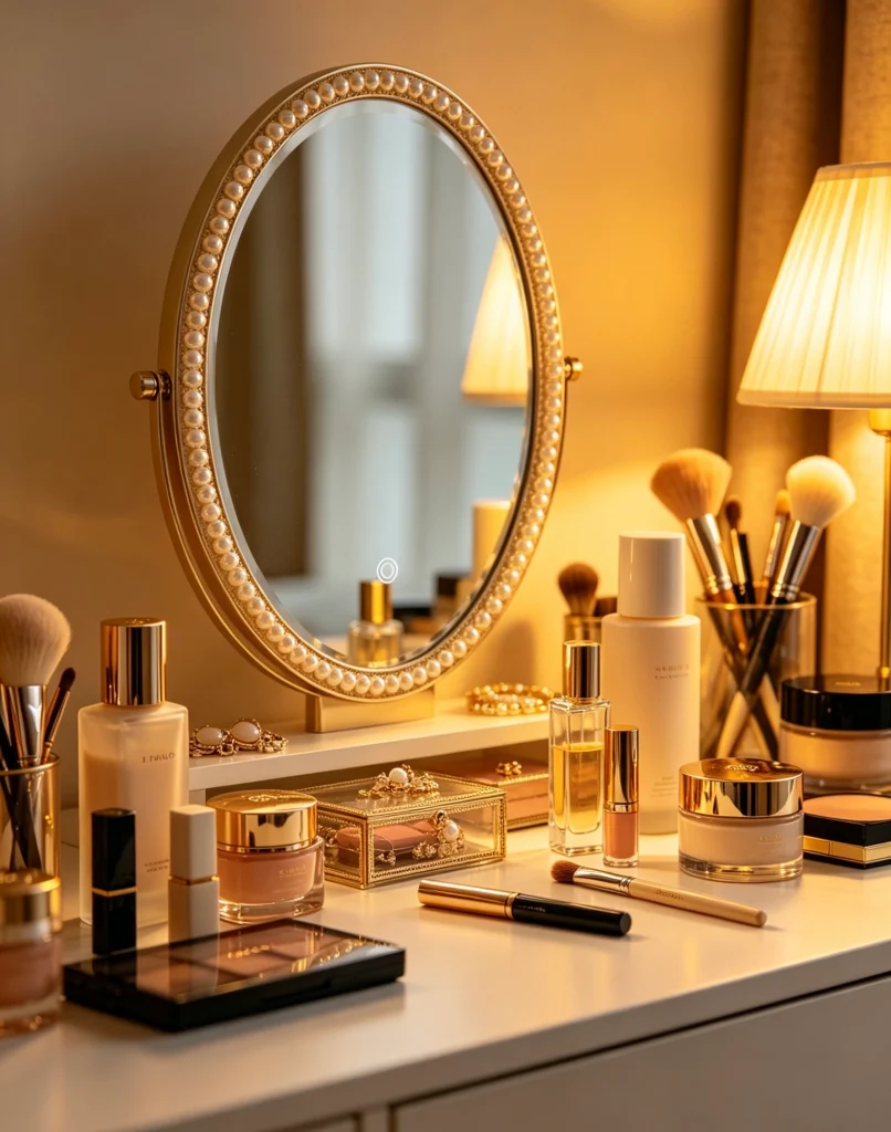 Built-in LED light makeup mirror, customizable