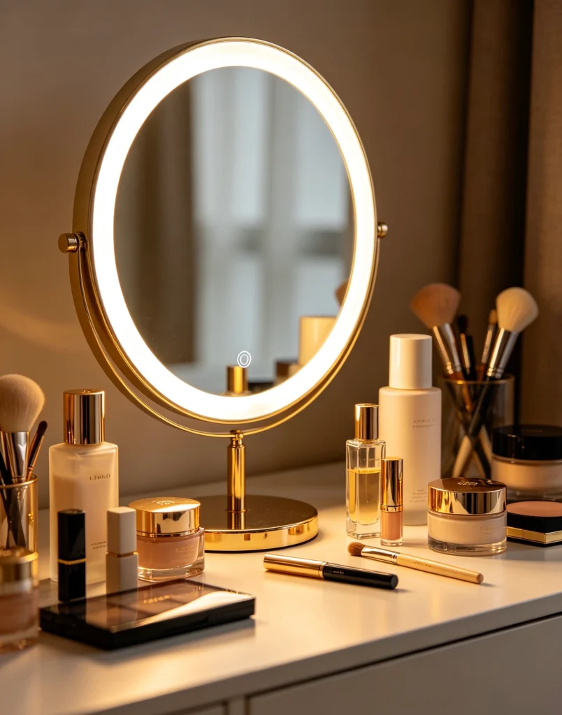 Built-in LED light makeup mirror, customizable