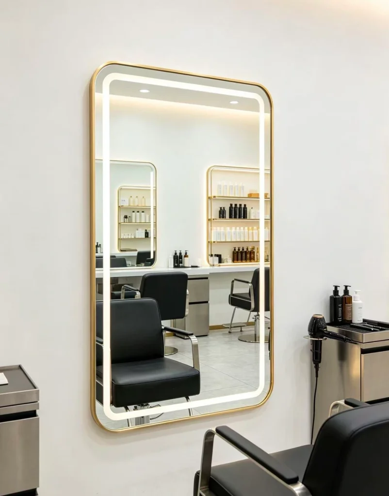 Built-in LED light salon mirror, customizable