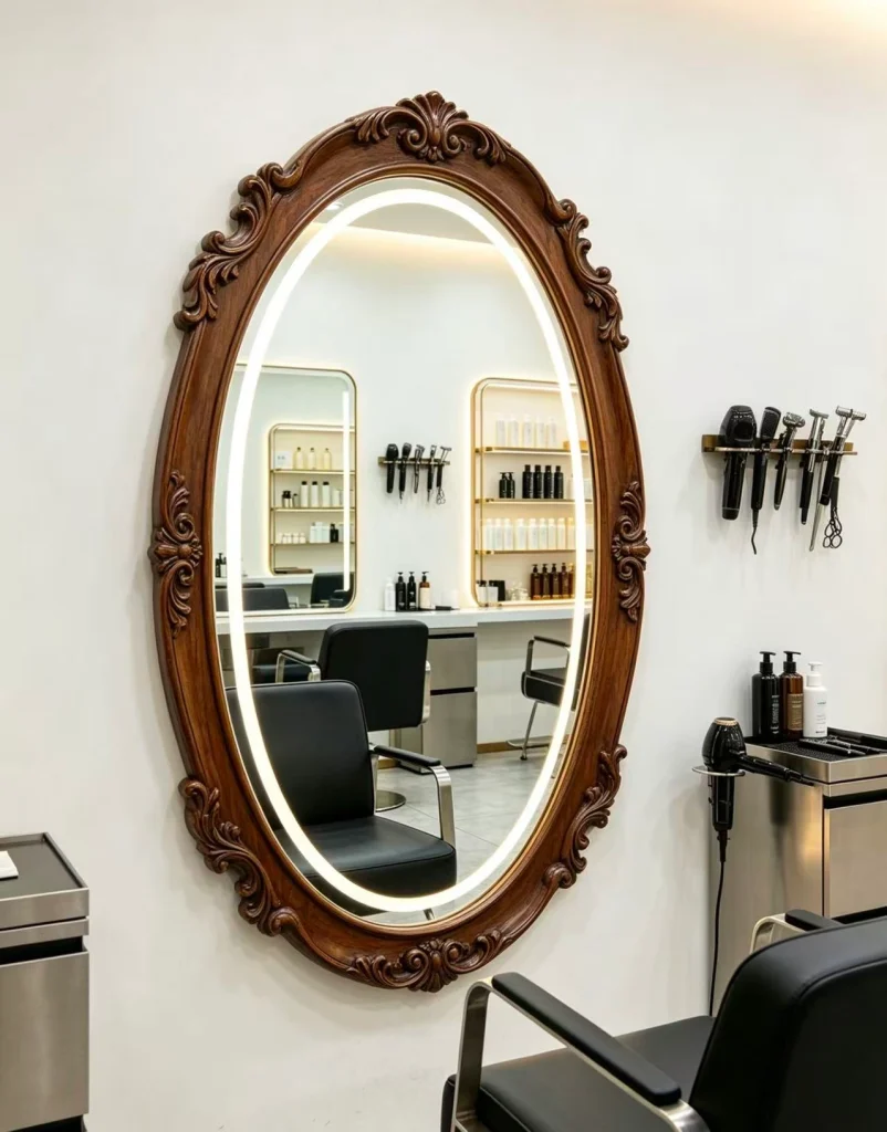 Built-in LED light salon mirror, customizable