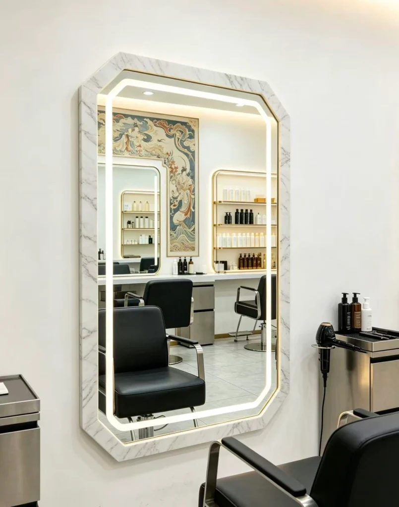 Built-in LED light salon mirror, customizable