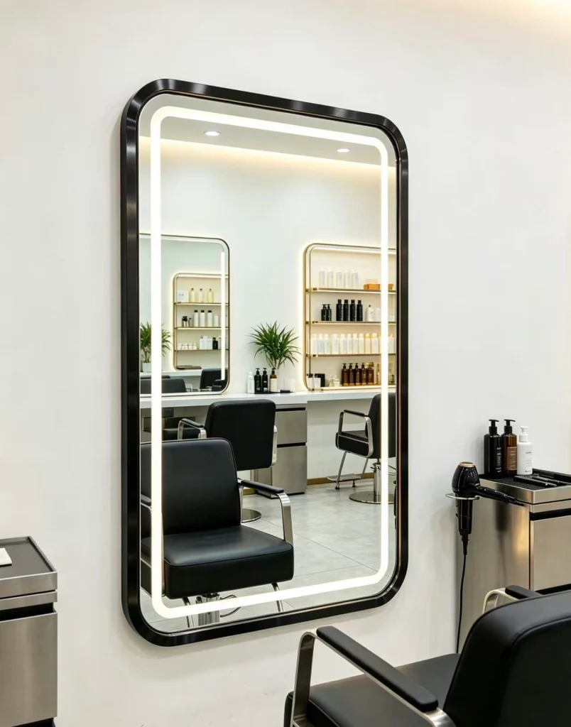 Built-in LED light salon mirror, customizable