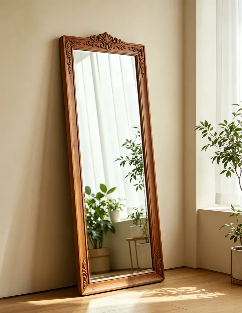 Solid wood framed standing mirror, customizable