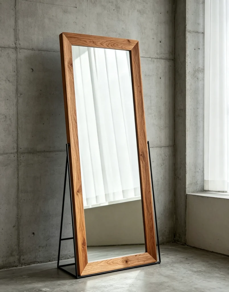 Solid wood framed standing mirror, customizable