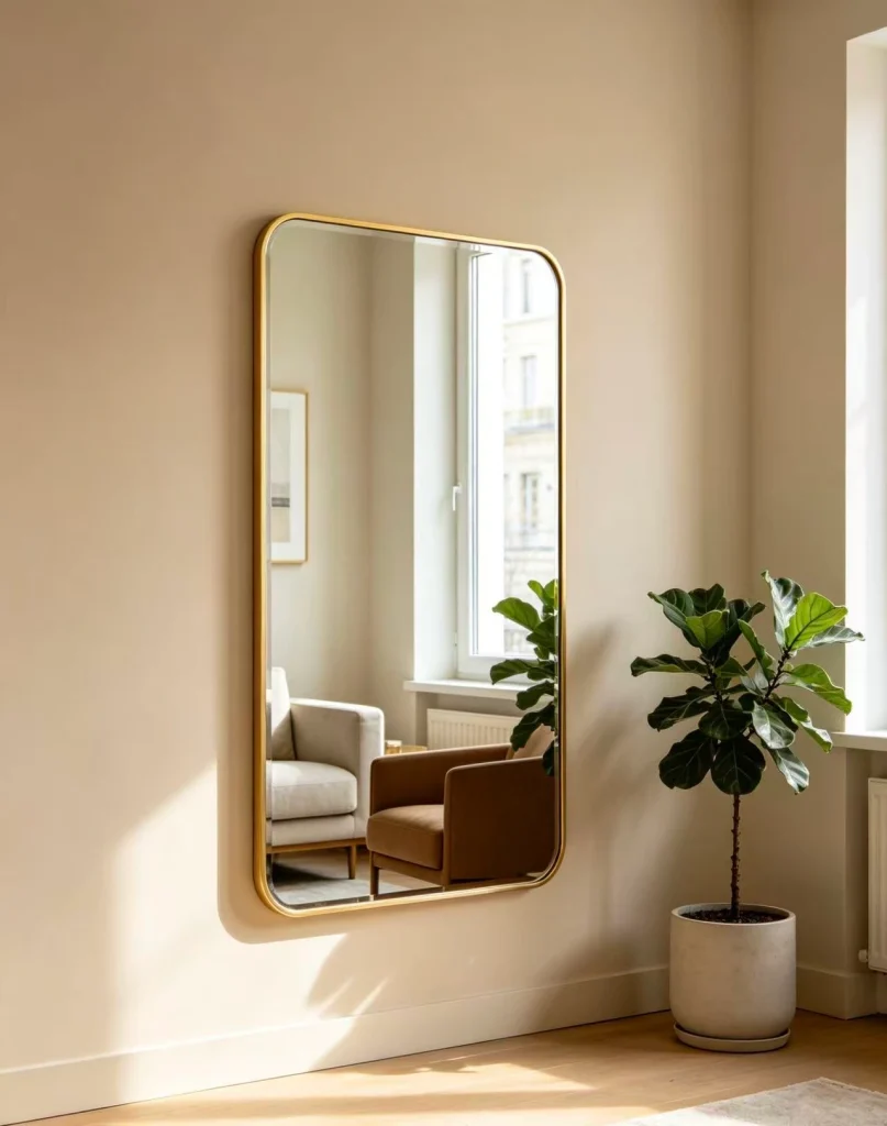 Wall mirrors with wooden or EPS frames, customizable.