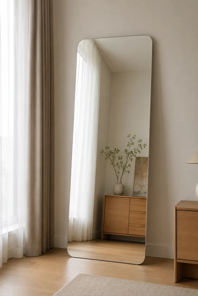 Frameless standing mirror, customizable