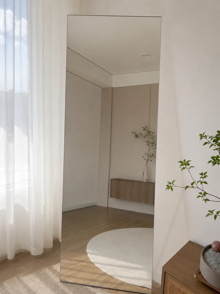 Frameless standing mirror, customizable