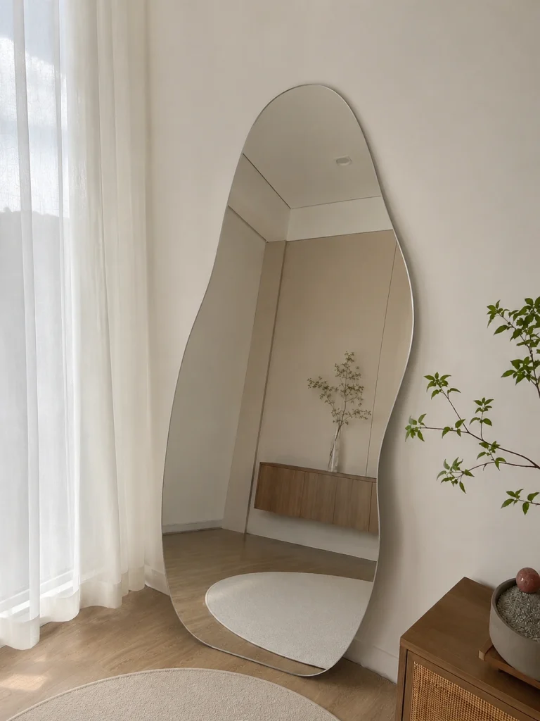 Frameless standing mirror, customizable