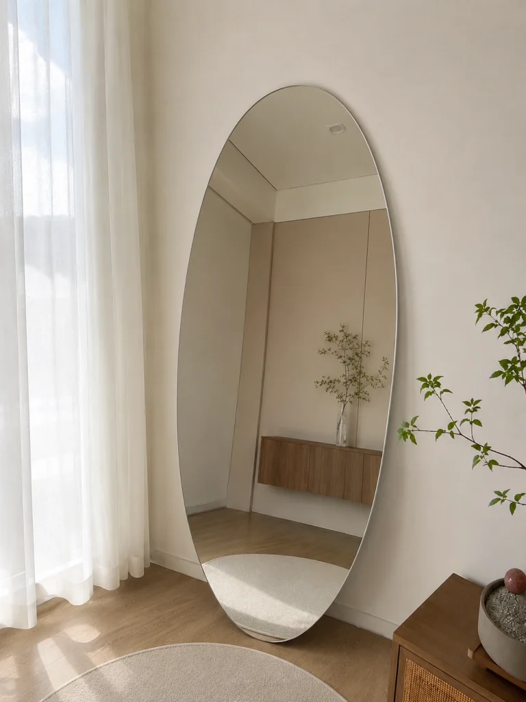 Frameless standing mirror, customizable