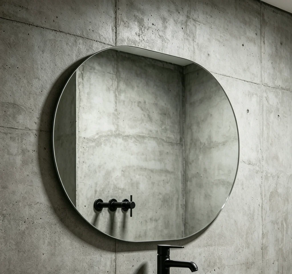 Frameless bathroom mirror, customizable